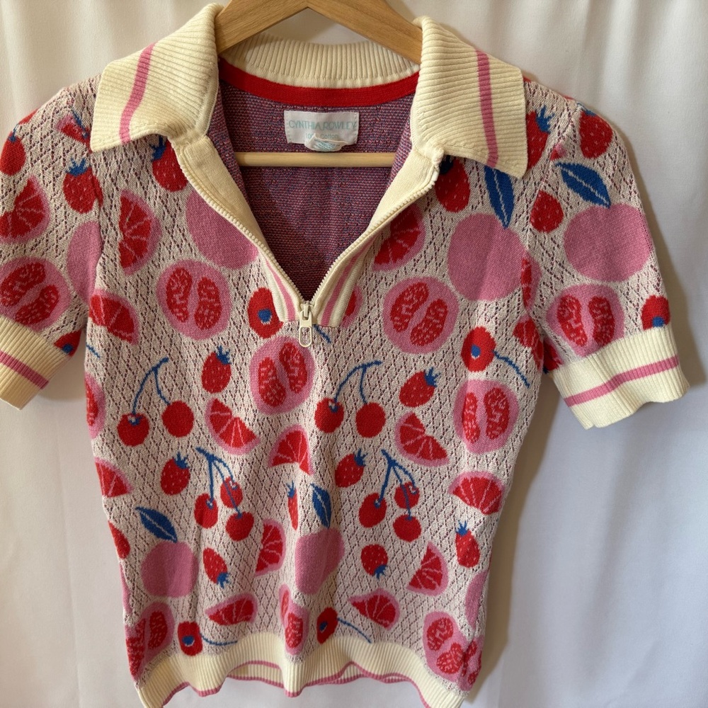 Nordstrom Cynthia Rowley 100% Cotton Size Small  Cherries Strawberries